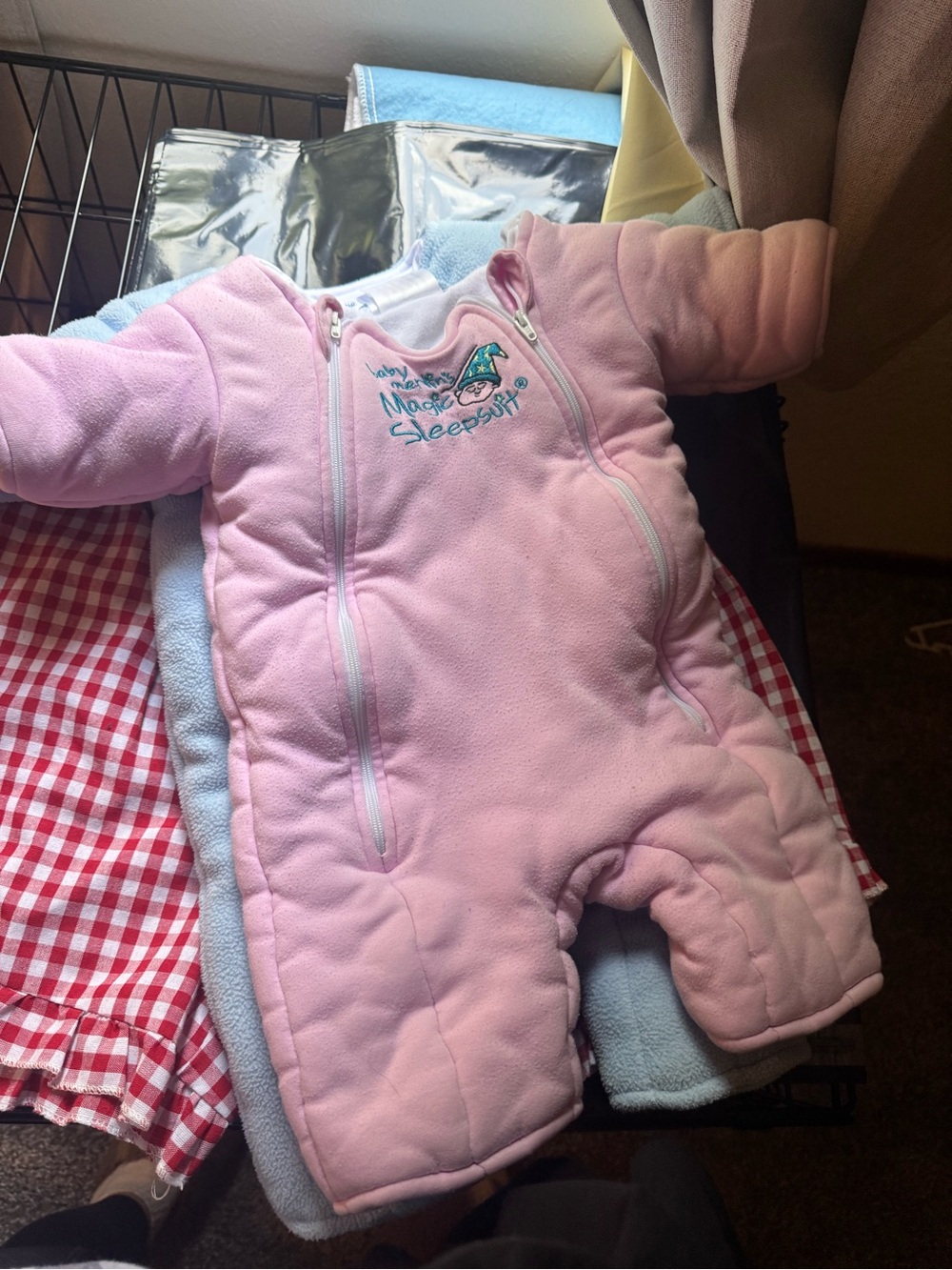Pink Quilted Baby Sleepsuit One-Piece with Front Zippers
